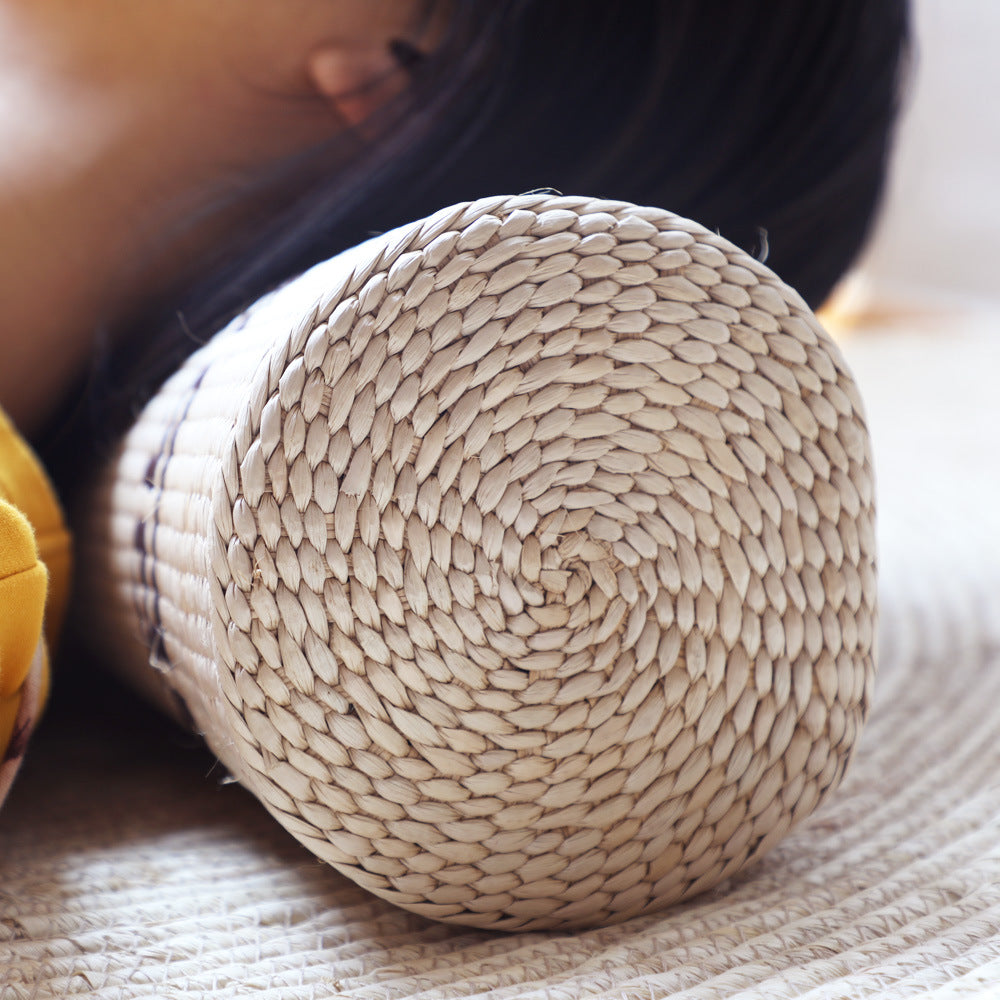 Natural Rattan Woven Cylindrical Support Pillow