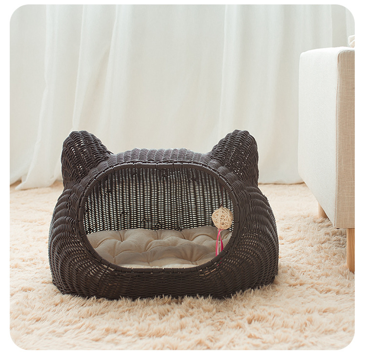 Cat Ear Contour Woven Breathable Cat Bed