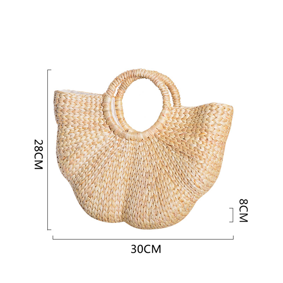 Straw Woven Wave Handheld Tote Bag