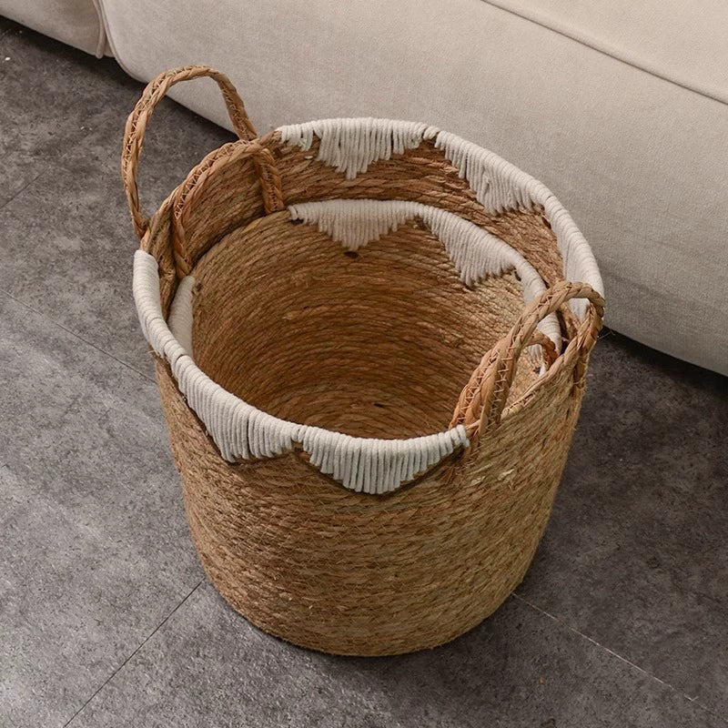 Straw woven handbag storage basket