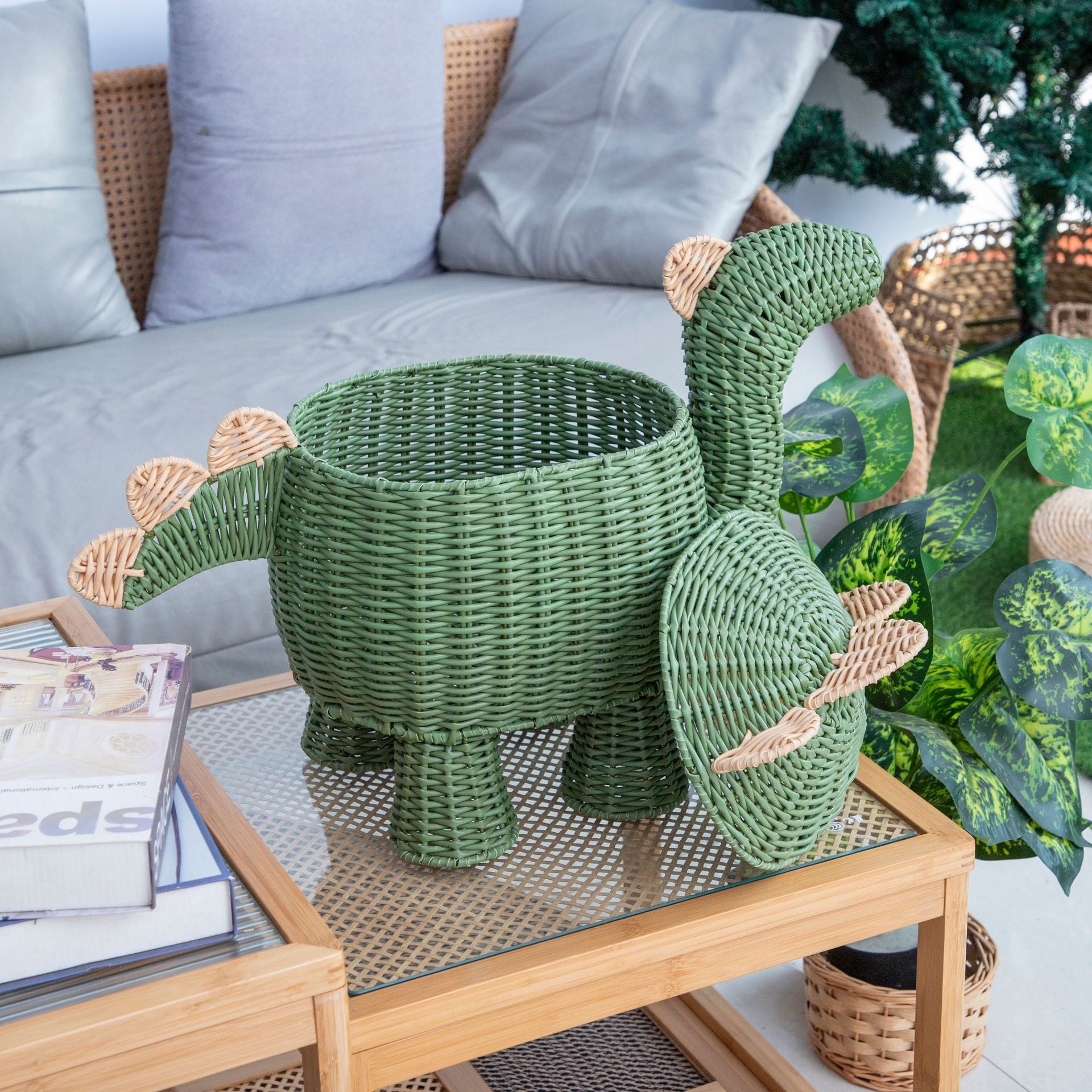 Ivy Vine Stegosaurus-shaped Woven Storage Box