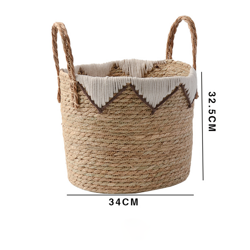 Straw woven handbag storage basket