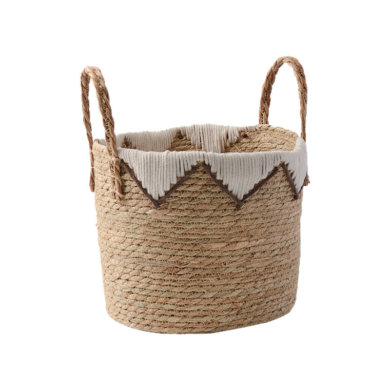 Straw woven handbag storage basket