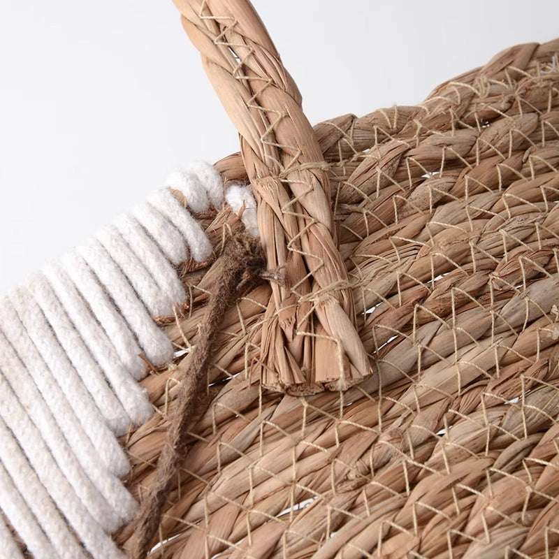 Straw woven handbag storage basket