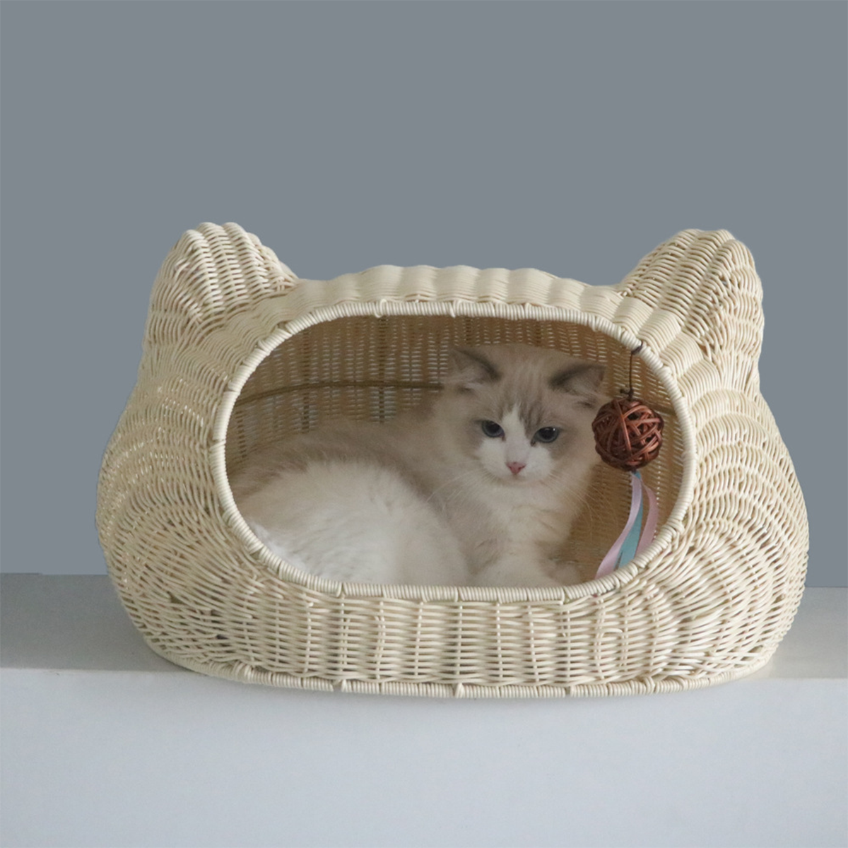 Cat Ear Contour Woven Breathable Cat Bed