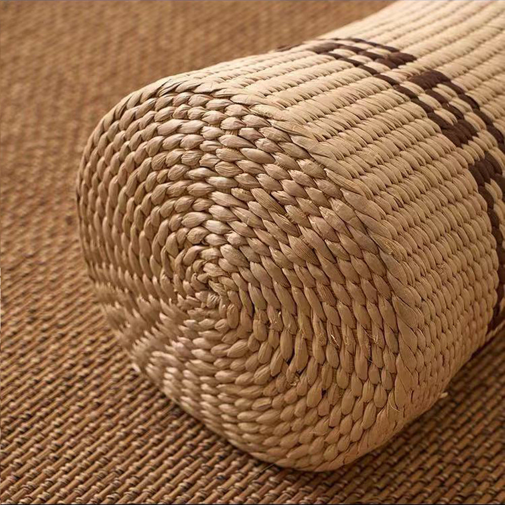Natural Rattan Woven Cylindrical Support Pillow