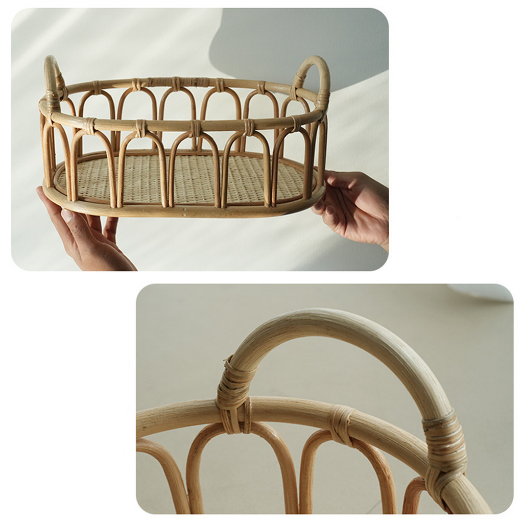 White Rattan Oval Tray