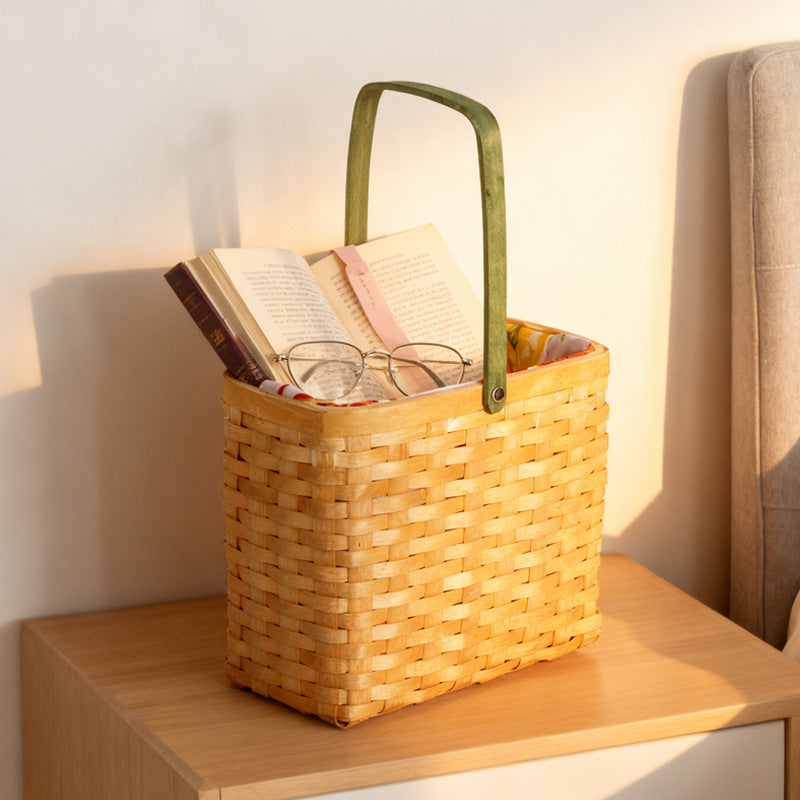 Wooden Woven Storage Picnic Basket