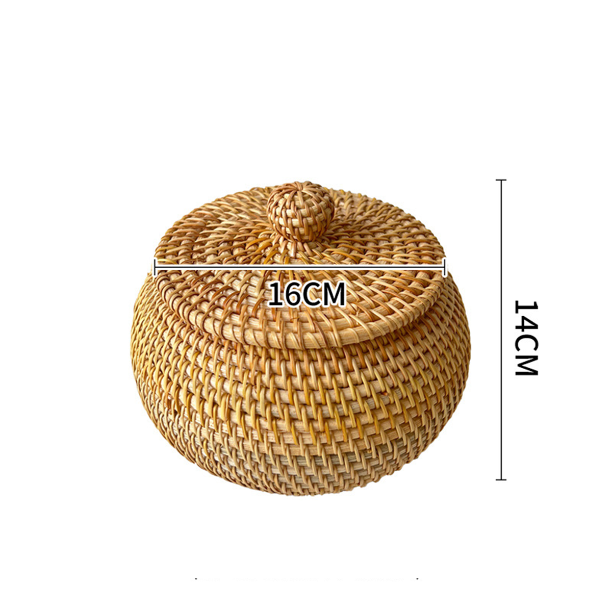 Natural primary color rattan woven storage jar with lid