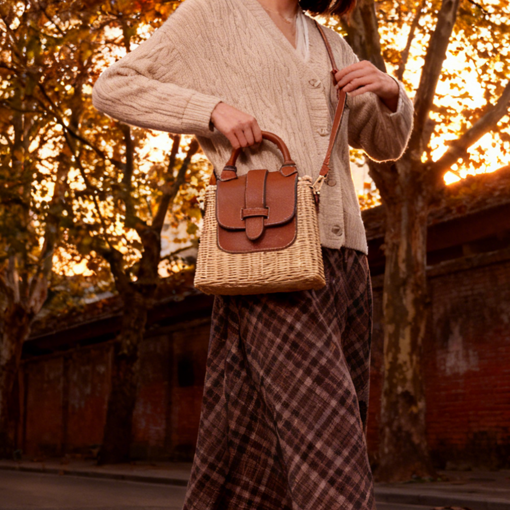 Rattan Caramel & Shoulder Bag