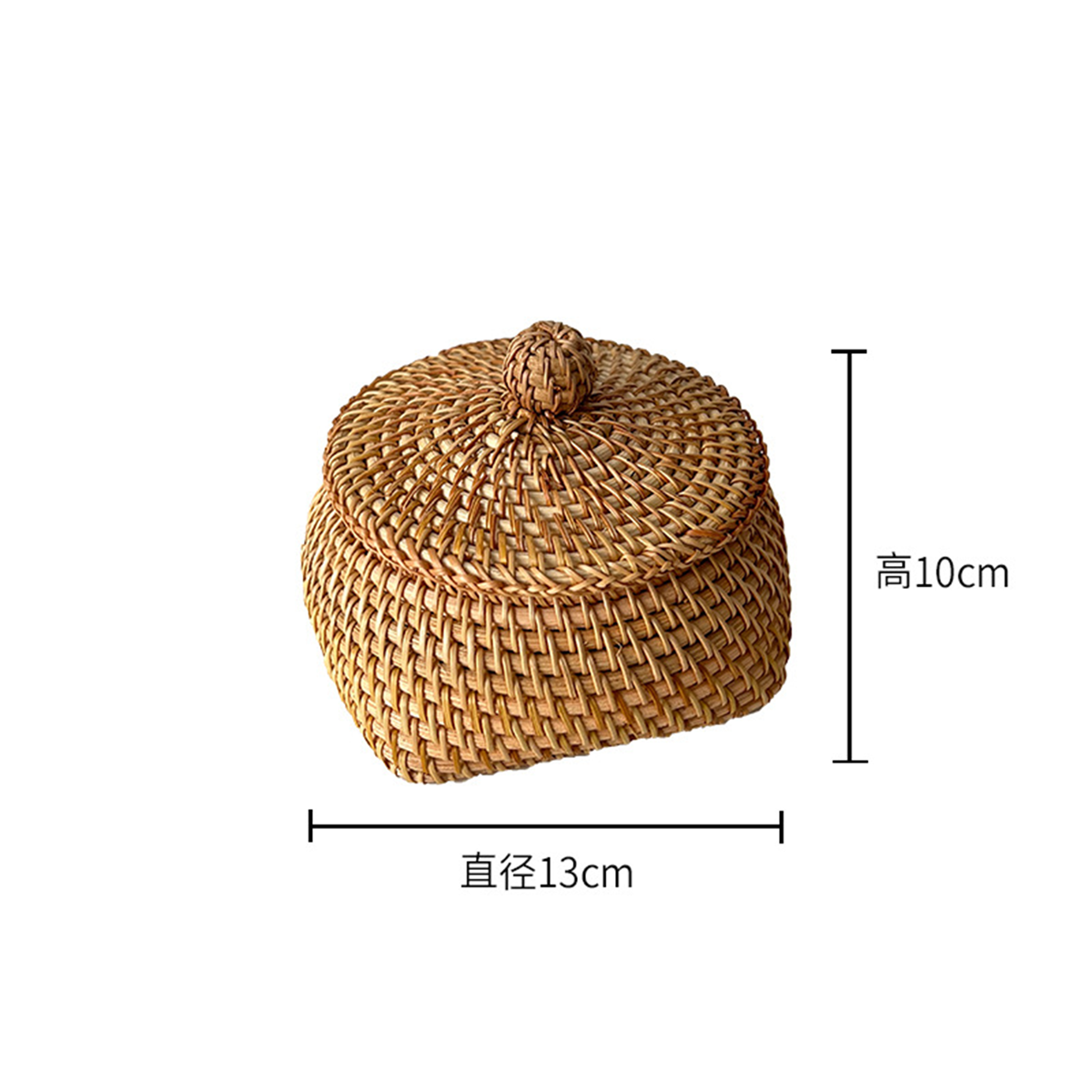 Natural primary color rattan woven storage jar with lid