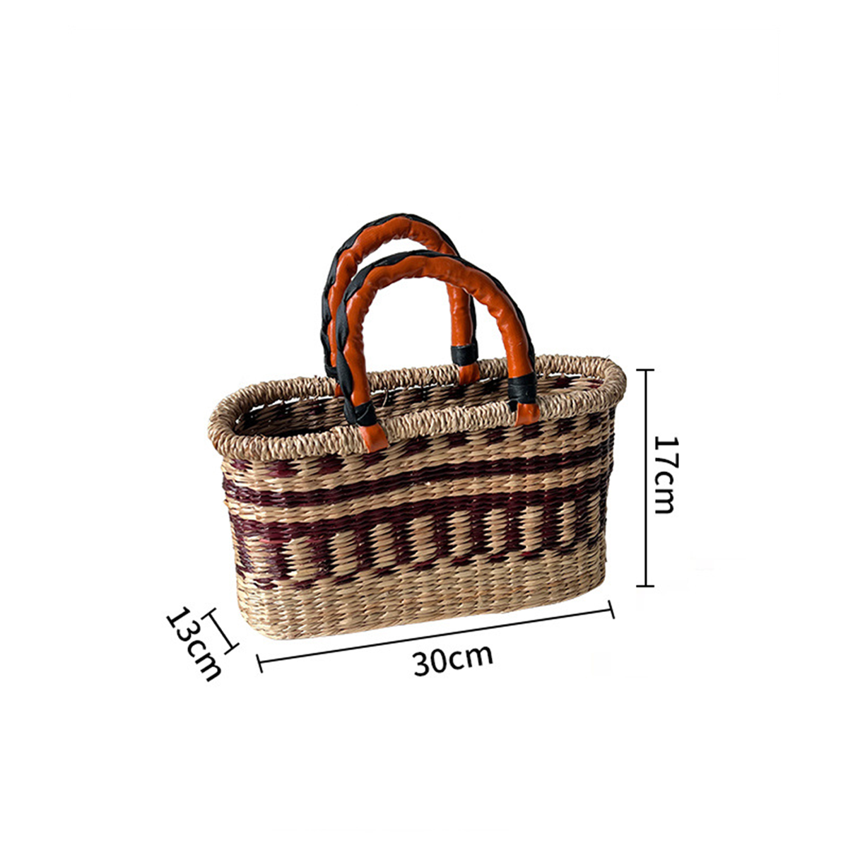 Contrast-Color Straw Handbasket