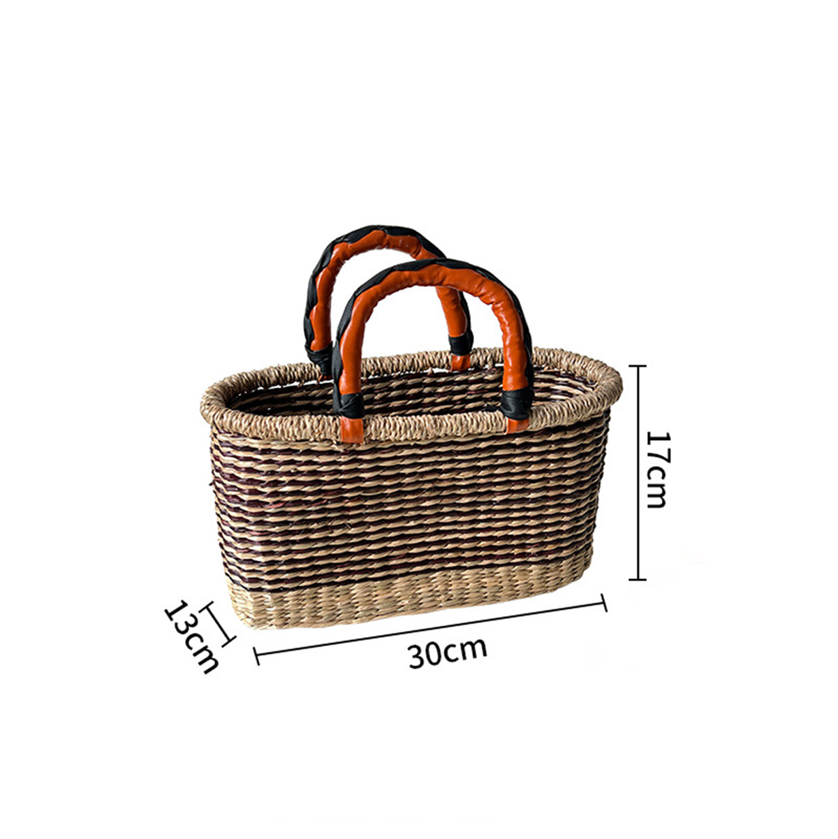 Contrast-Color Straw Handbasket