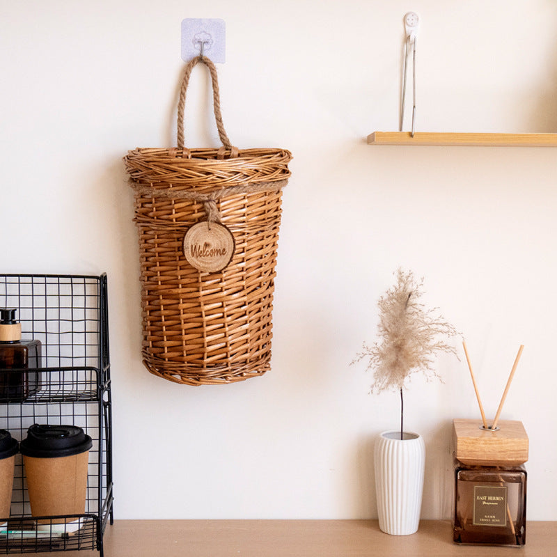Rattan woven hanging storage basket