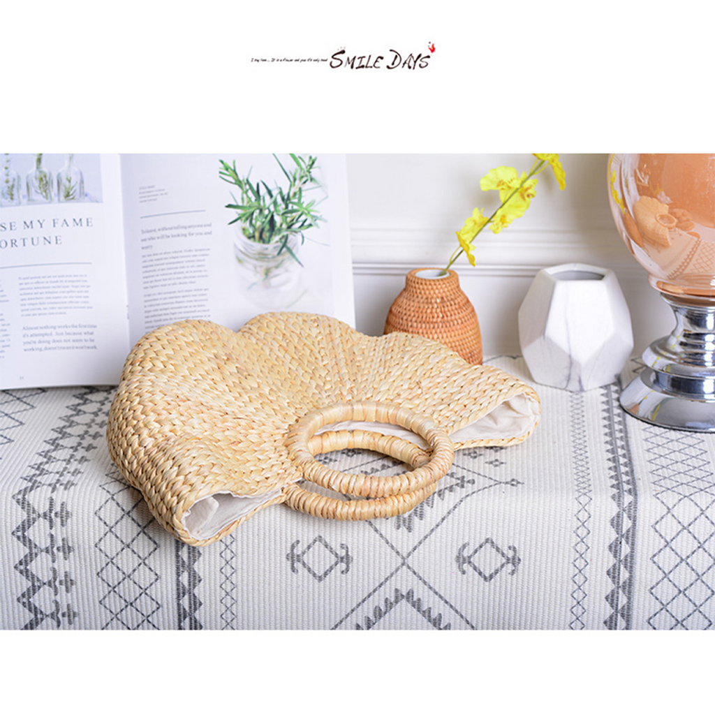 Straw Woven Wave Handheld Tote Bag