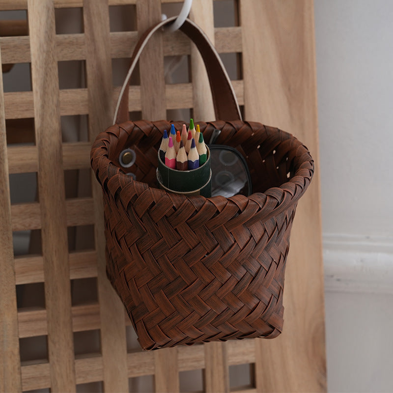 Vintage Imitation Rattan Wall-Mounted Storage Basket