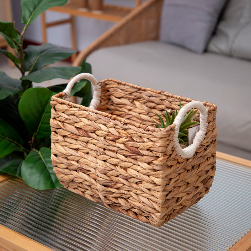Forest-style natural straw woven handbag storage basket