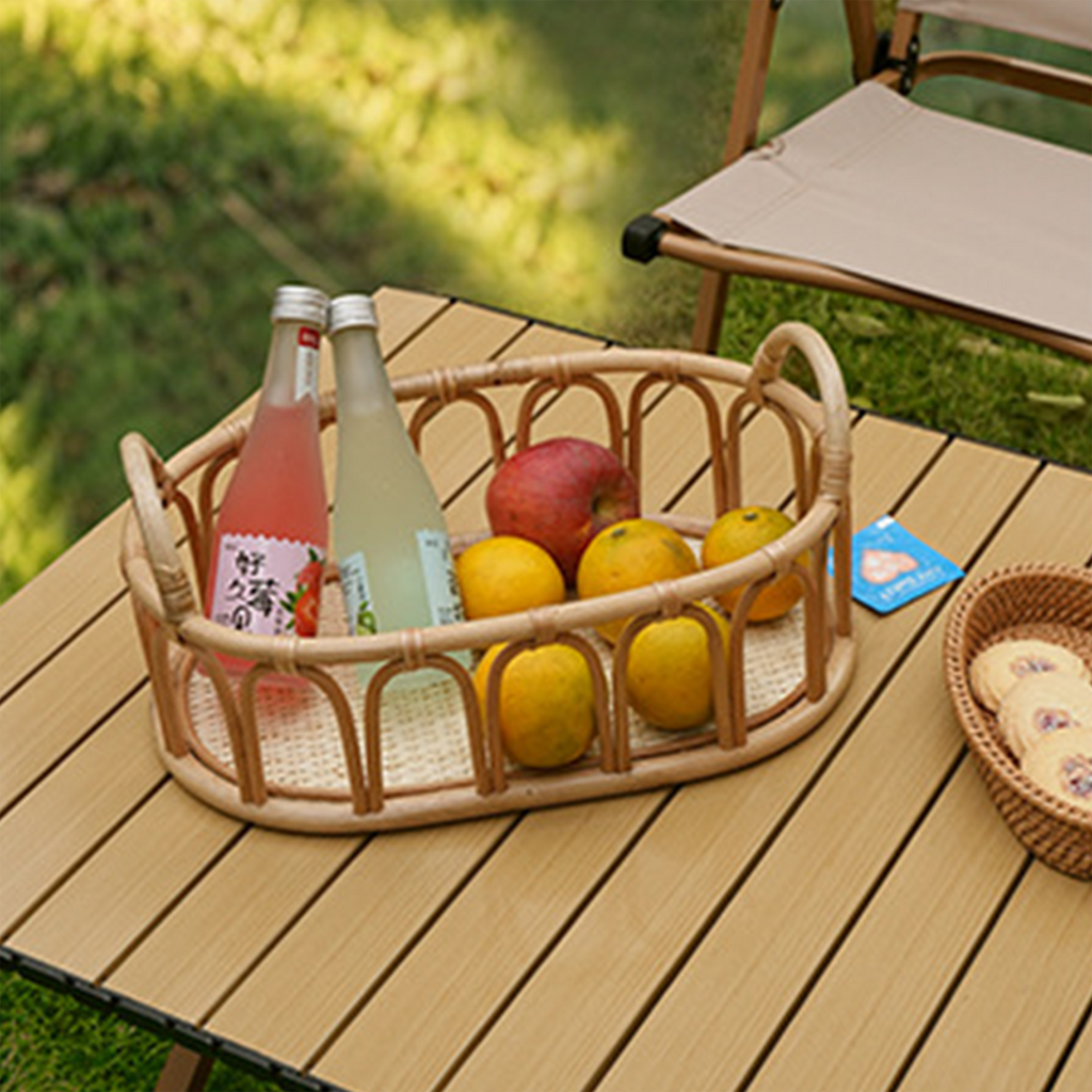 White Rattan Oval Tray