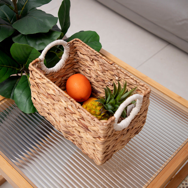Forest-style natural straw woven handbag storage basket