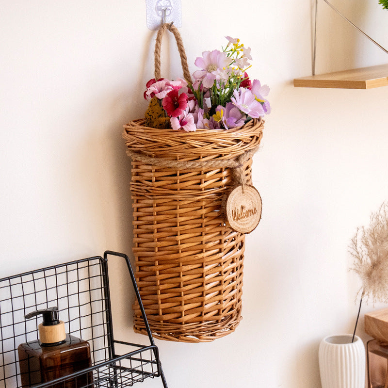 Rattan woven hanging storage basket
