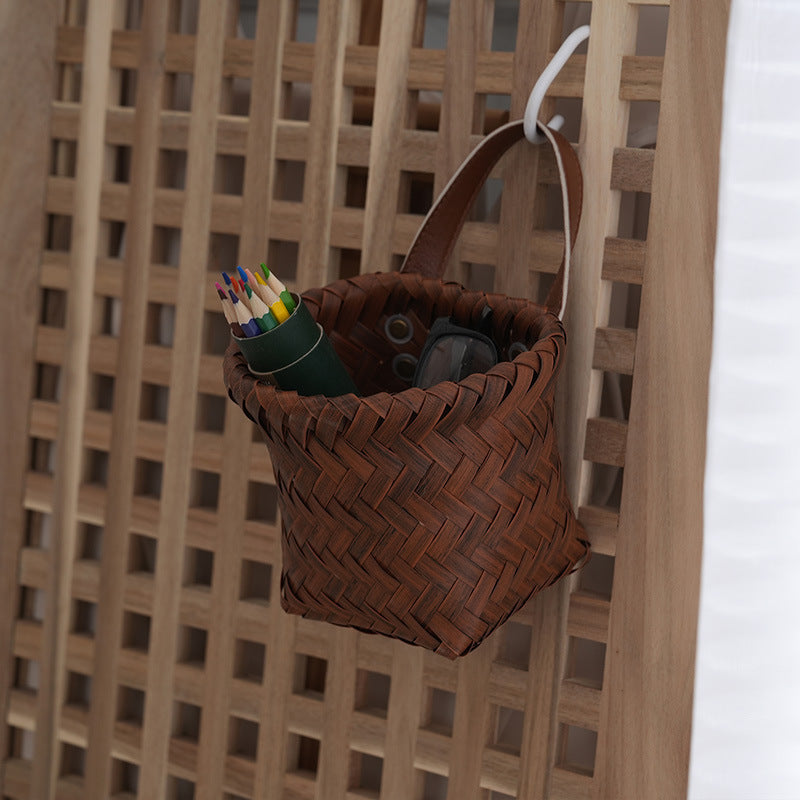 Vintage Imitation Rattan Wall-Mounted Storage Basket