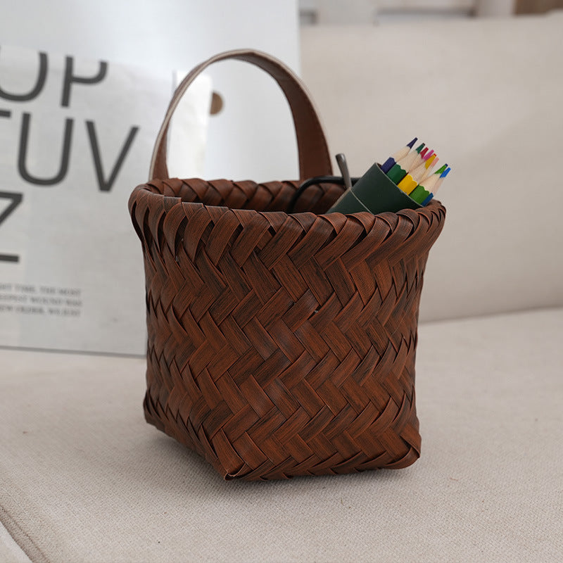 Vintage Imitation Rattan Wall-Mounted Storage Basket