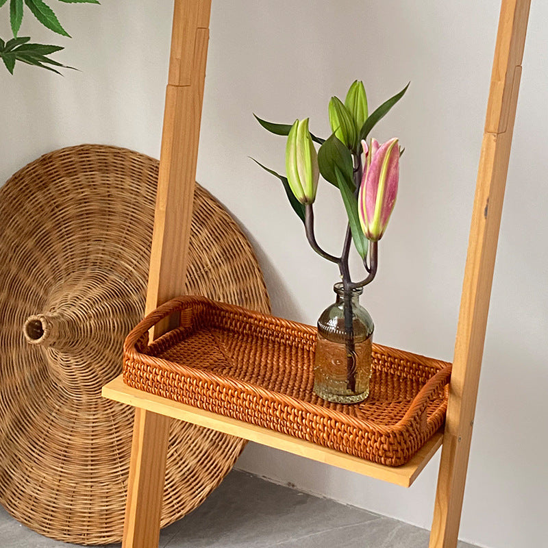 Natural Rattan Woven Rectangular Tray with Double Handles