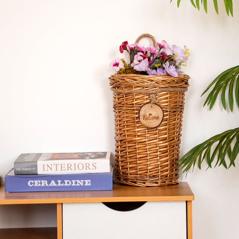 Rattan woven hanging storage basket