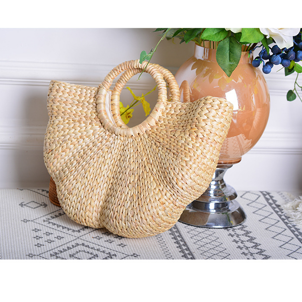 Straw Woven Wave Handheld Tote Bag