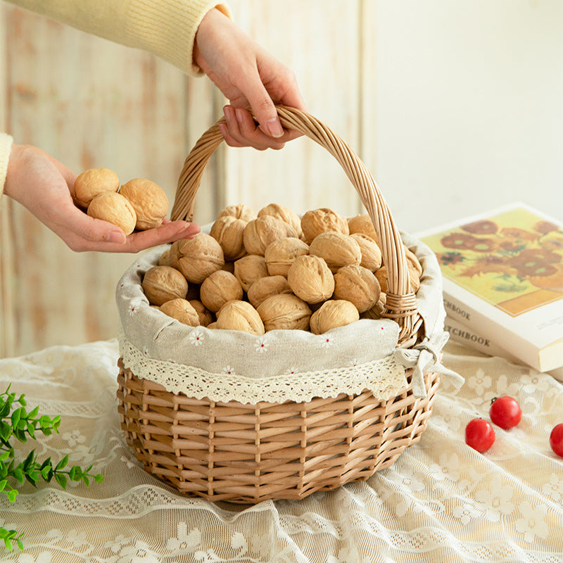 Natural wicker picnic basket