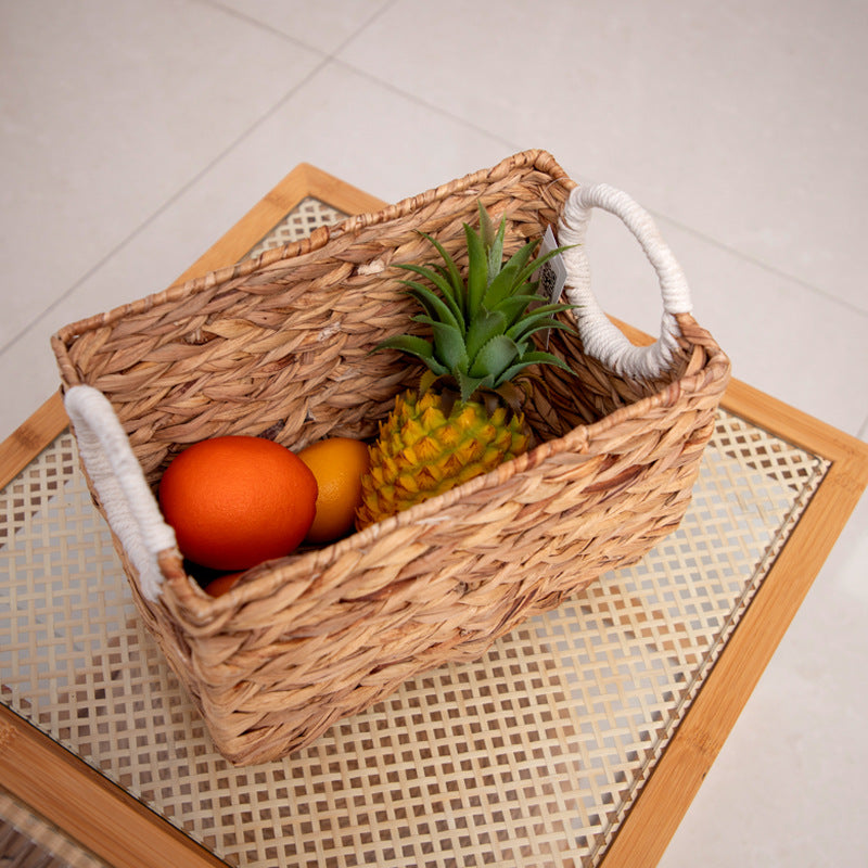 Forest-style natural straw woven handbag storage basket