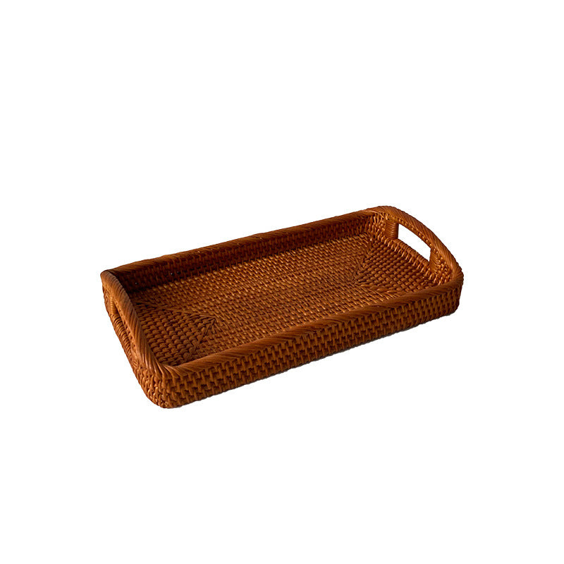 Natural Rattan Woven Rectangular Tray with Double Handles