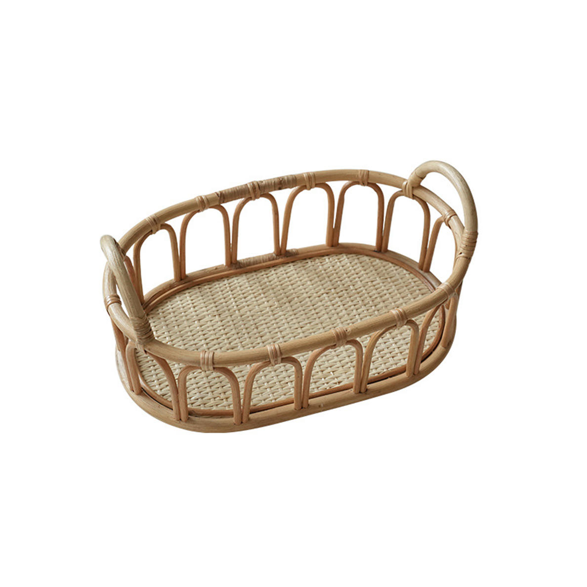 White Rattan Oval Tray