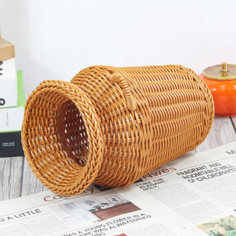 Rattan-like Double-eared Retro Decorative Vase