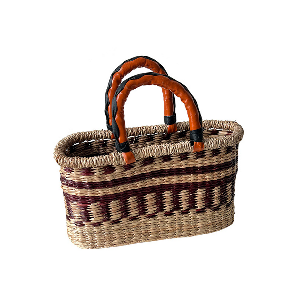 Contrast-Color Straw Handbasket