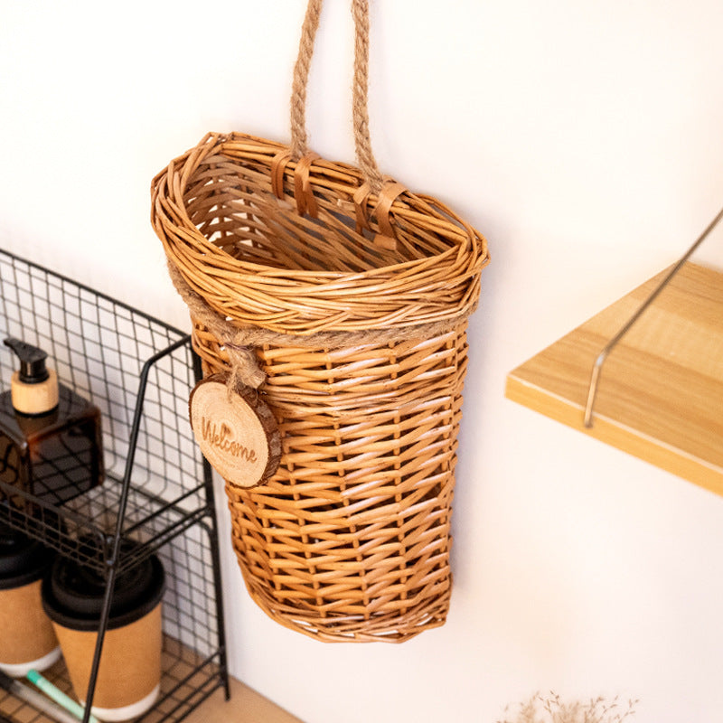 Rattan woven hanging storage basket