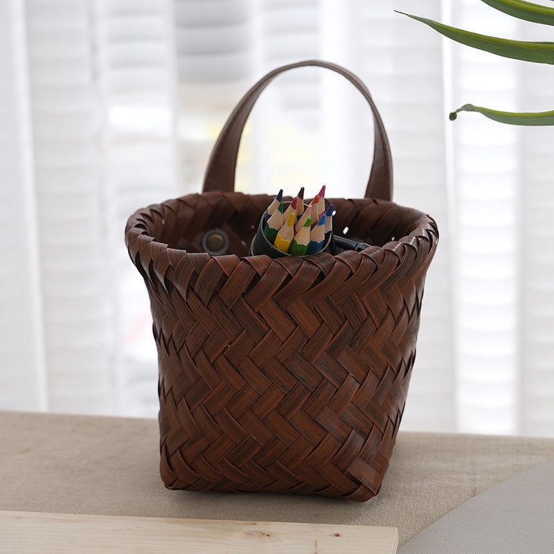 Vintage Imitation Rattan Wall-Mounted Storage Basket