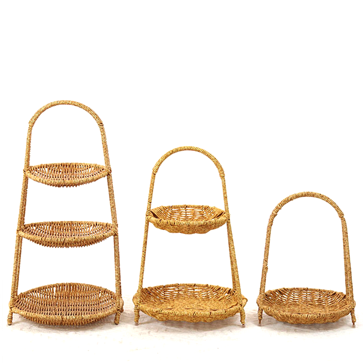 Rattan-woven multi-layer hand-held snack and fruit basket