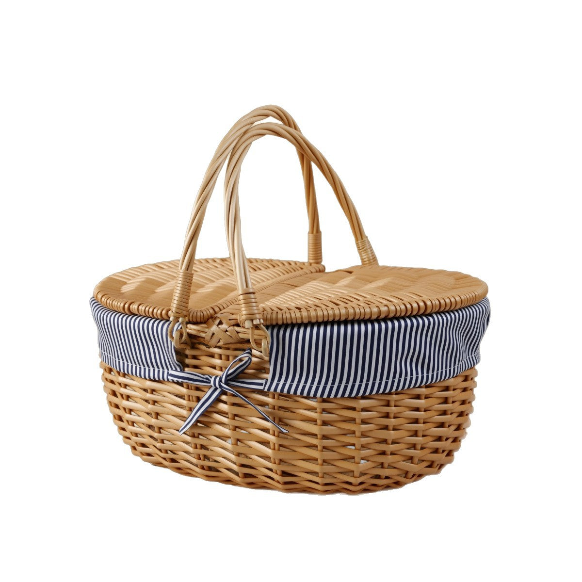 Natural wicker picnic basket