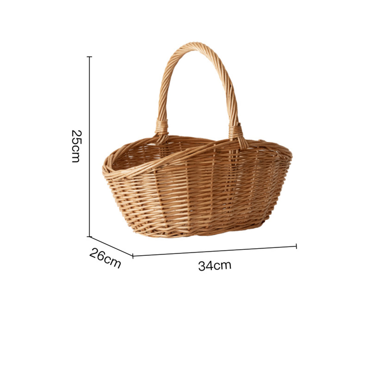 Rattan woven oval hand-held vegetable basket