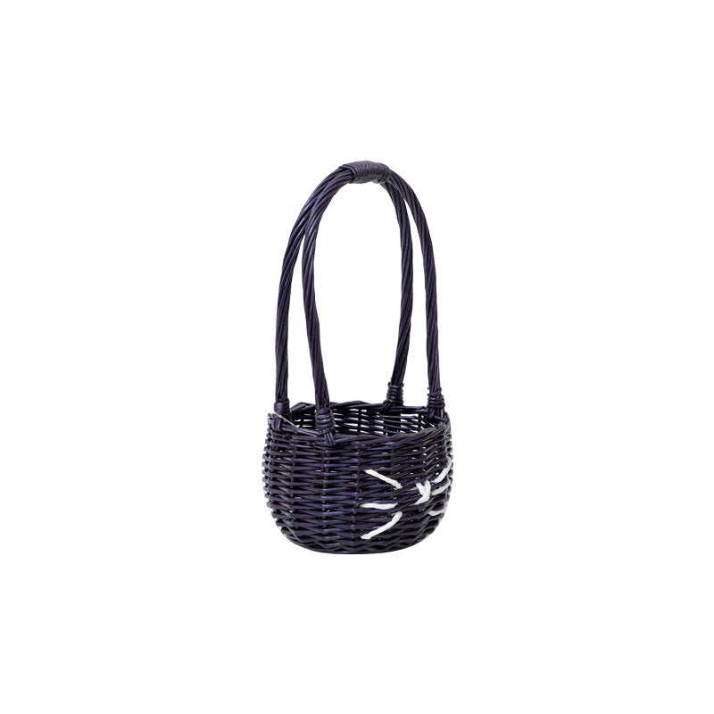 Deep Purple Imitation Rattan Spider Pattern Handheld Storage Basket