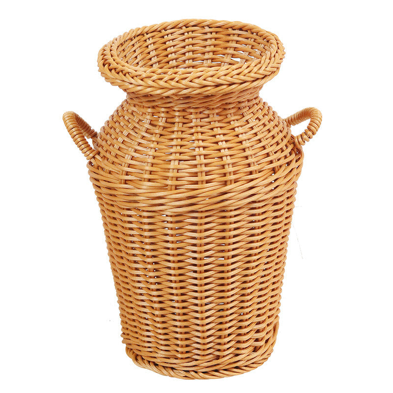 Rattan-like Double-eared Retro Decorative Vase