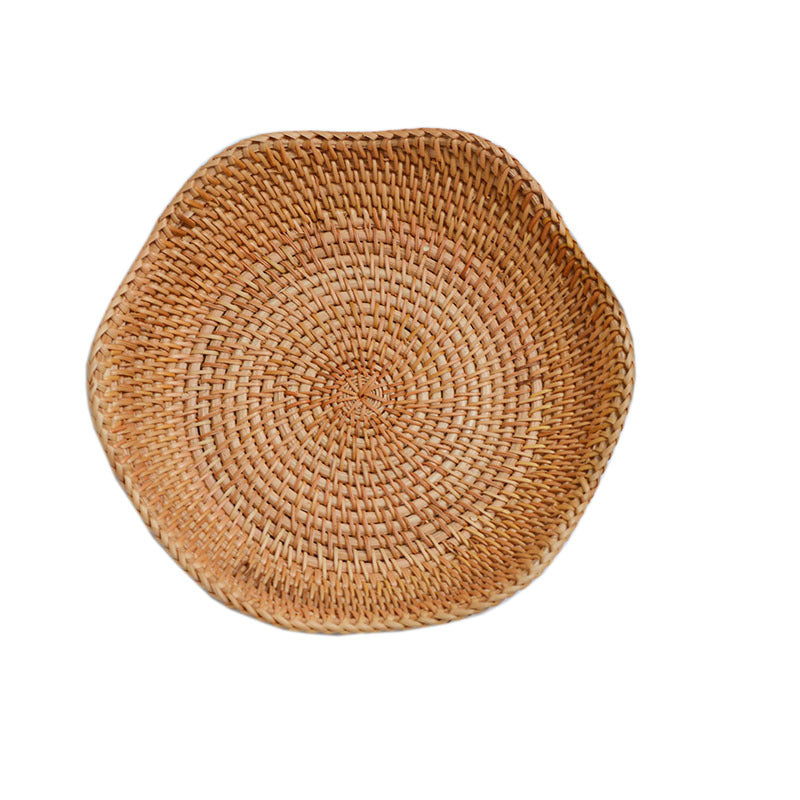 Wicker fruit plate with shallow mouth woven from autumn rattan(Sets)