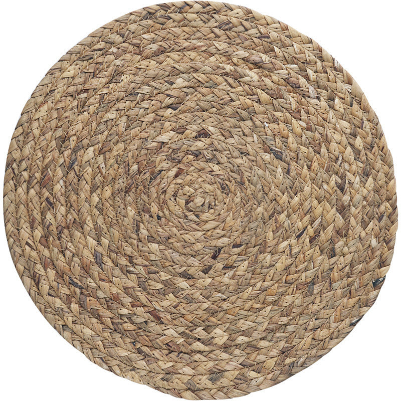 Natural Straw Woven Spiral Pattern Round Placemat