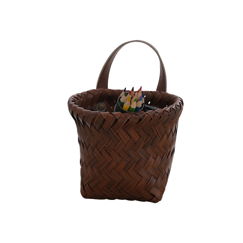 Vintage Imitation Rattan Wall-Mounted Storage Basket