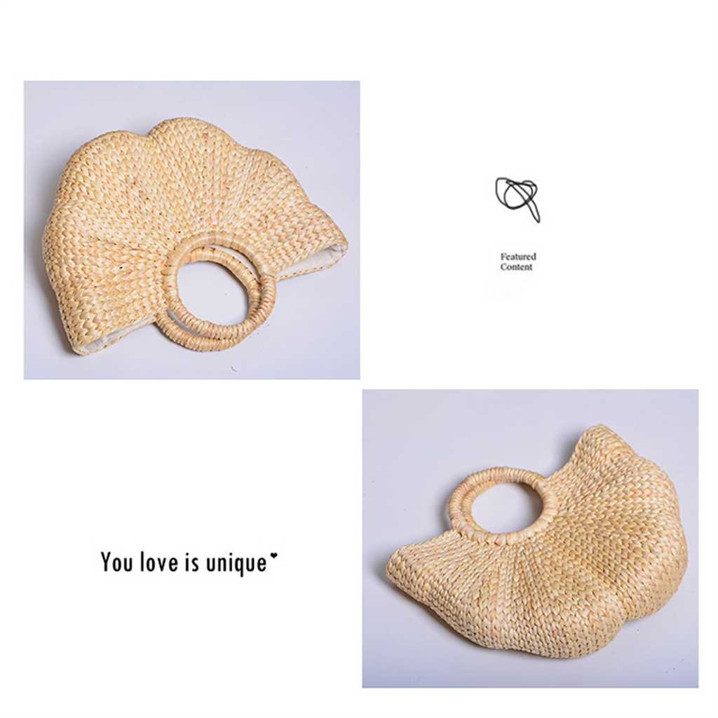 Straw Woven Wave Handheld Tote Bag