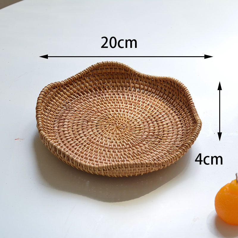 Wicker fruit plate with shallow mouth woven from autumn rattan(Sets)
