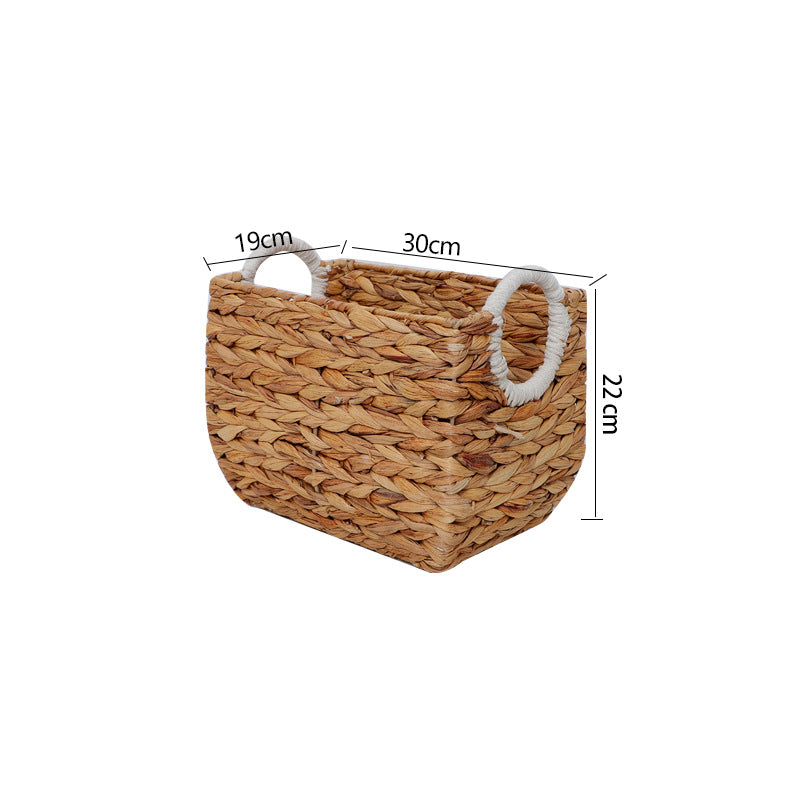 Forest-style natural straw woven handbag storage basket