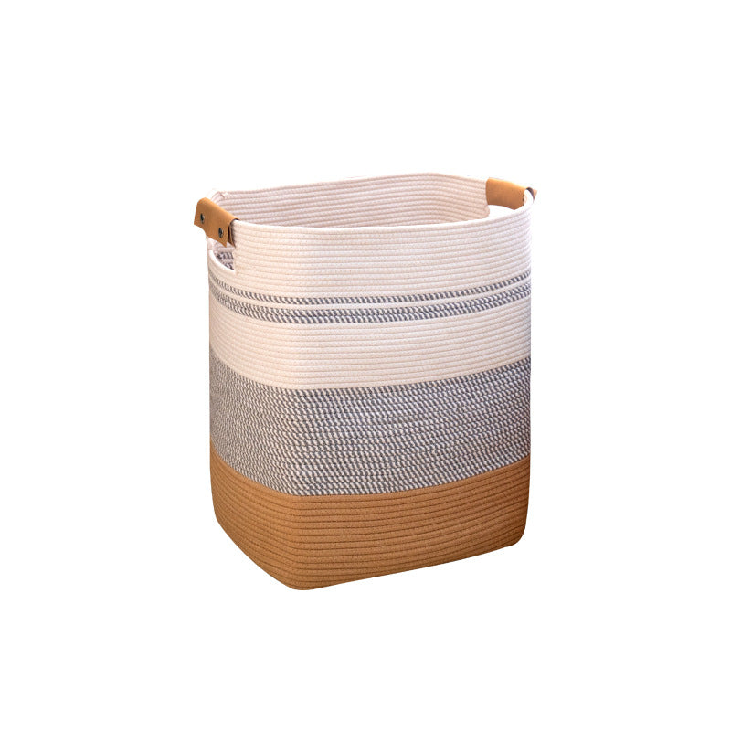 Nordic-style color-block cotton cord large-capacity fabric storage basket