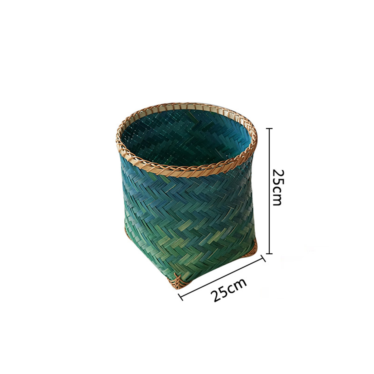 Gradient Green Bamboo Woven Square Storage Basket